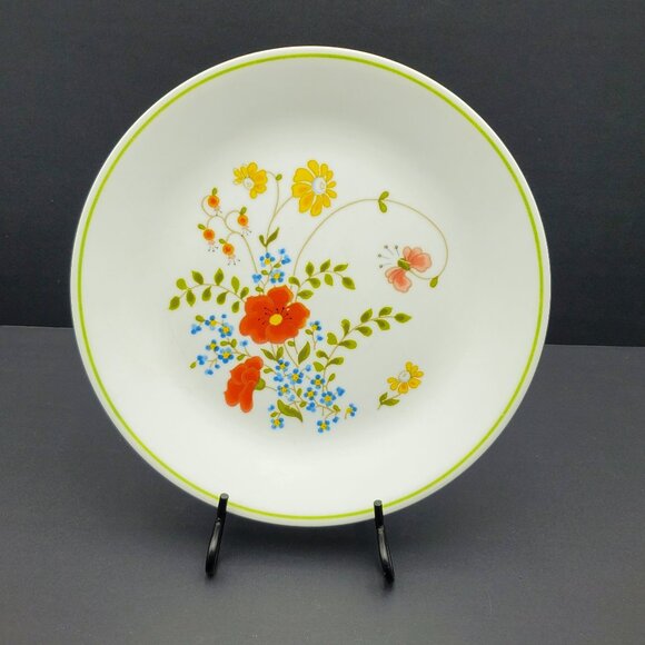 Corelle Wildflower Dinner Plates Corning Spring Bouquet Floral Green Band Plates - Picture 4 of 7